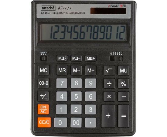 868292 - Калькулятор настольный ПОЛН/Р Attache AF-777,12р,дв.пит,200x155мм, черный Арт.1572675 (1)