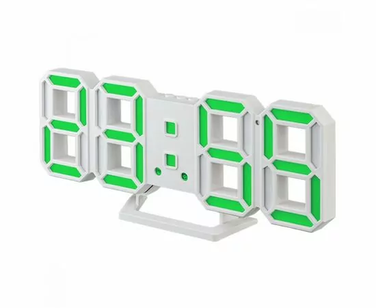 863985 - Perfeo LED часы-будильник LUMINOUS 2, белый корпус / зелёная подсветка (PF-6111) (1)