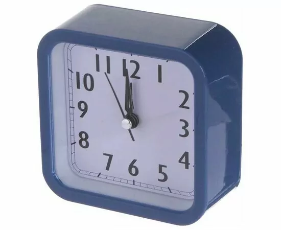 864042 - Perfeo Quartz часы-будильник PF-TC-019, квадратные 10*10 см, синие (1)