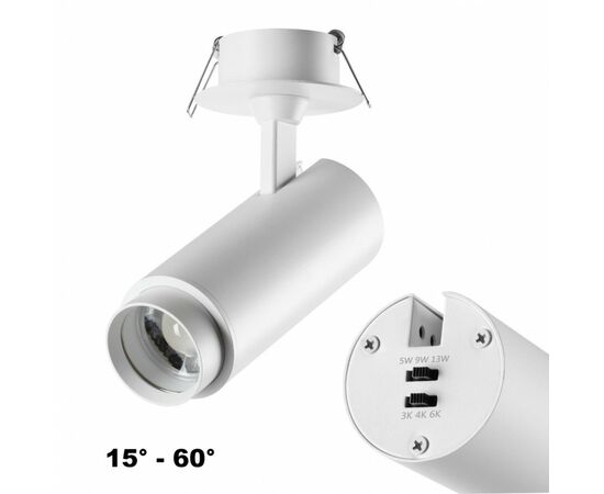 871702 - NOVOTECH 359221 SPOT NT23 000 бел св-к встр. IP20 LED 2K-4K-6K 5W/9W/13W 220V NAIL (1)