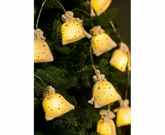 876314 - Гирлянда-нить (бат) Космос Подарки ткань 6x4x7см 10LED белый тёплый 2,1м(1,8+0,3) (3xАА) GIR-B118 (1)