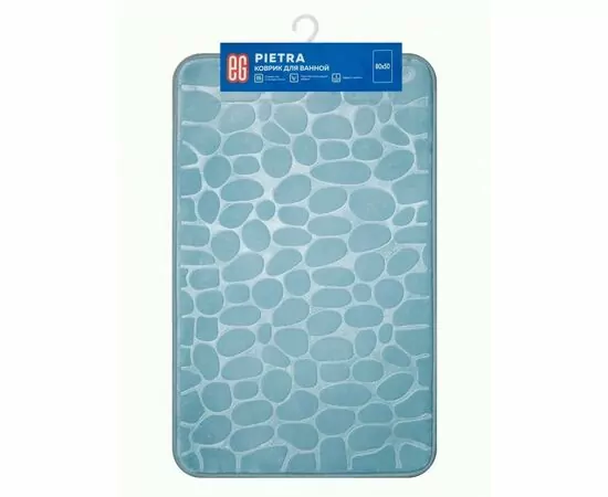 876459 - Коврик для ванной 50x80см Pietra серый(фланель+п/у пена с эф памяти),19184/ Еврогарант (1)