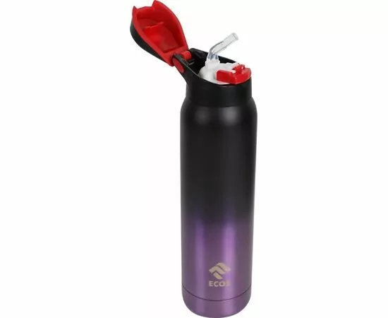 876992 - Термобутылка с трубочкой, 500мл, вакуумн клапан, сталь, фиолетовый градиент 323494 Ecos (1)
