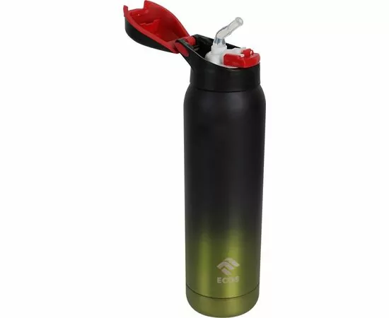 876993 - Термобутылка с трубочкой, 500мл, вакуумн клапан, сталь, зелёный градиент 323495 Ecos (1)