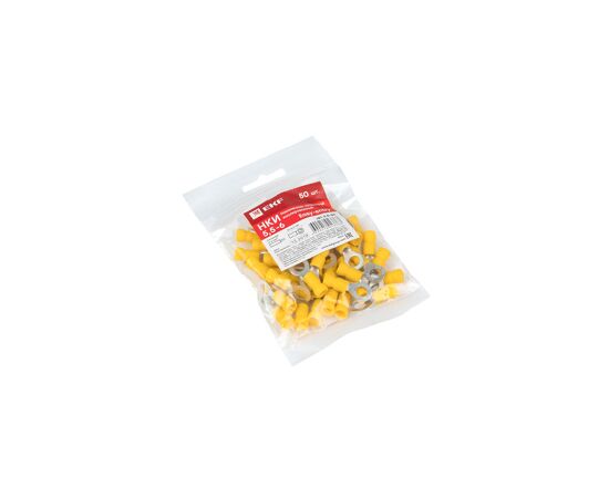 424349 - EKF Наконечник кольцевой изол. НКИ 6.0-6 желтый (уп.50шт, цена за уп) nki-5.5-6n (5)