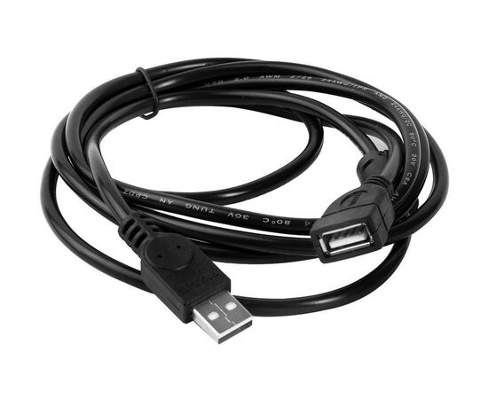 880551 - Дата-кабель USB(A)шт. - USB(A)гн. ERGOLUX ELX-EC01P-USB ПРОМО 2А 2м, черный, пакет (1)