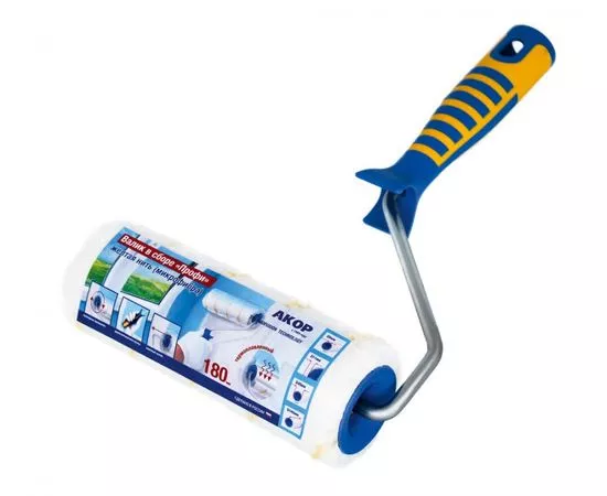 659742 - Валик 240, D8mm, ПРОФИ Микрофибра желтая нить, 2-х компонентная ручка, 24248824, АКОР (1)