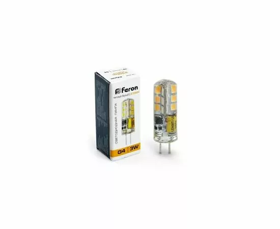 619979 - Feron G4 12V 3W(230lm) 2700K 2K прозрачная 38x11, LB-422 25531 (2)