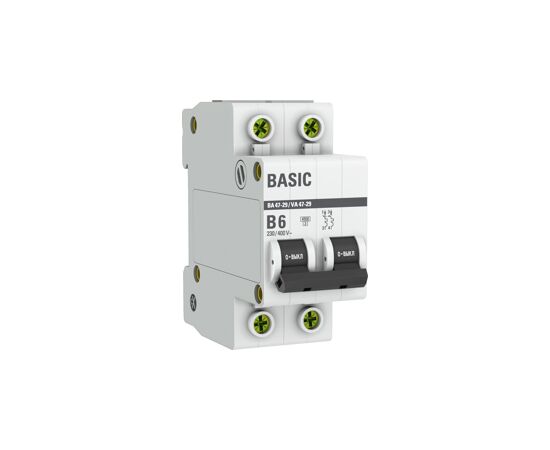 676348 - EKF Basic автоматический выключатель 2P 6А (B) 4,5кА ВА 47-29 mcb4729-2-06-B (2)