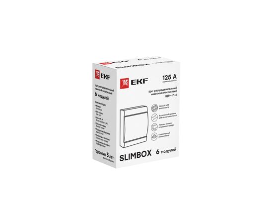 679242 - EKF PROxima SlimBox бокс (корпус) пластик ЩРН-П-6 мод. навесной (N/РЕ,уровень) лев/прав (ABS) IP41 (3)