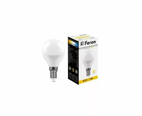 619942 - Feron шар G45 E14 7W(560lm) 2700K 2K матовая 82x45, LB-95 25478 (2)