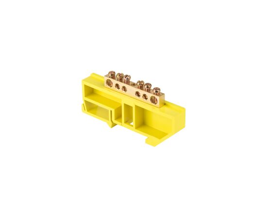 676442 - EKF Шина N Ноль (нул.) 6х9мм 6 отв. латунь желтый изолятор на DIN-рейку, инд. ШК sn0-63-06-dz-r (2)