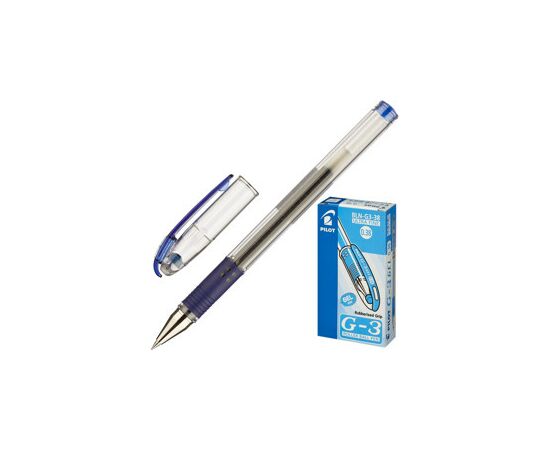 49280 - Ручка гелевая PILOT BL-G3-38 с резин.манжеткой синяя Япония 45567 (4)