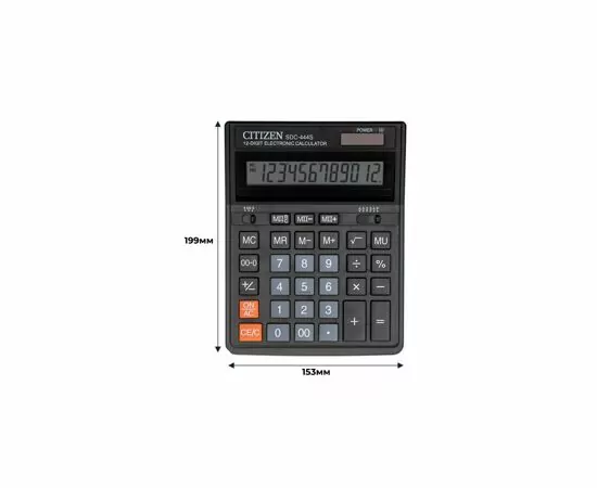 334029 - Калькулятор настольный ПОЛНОРАЗМЕРНЫЙ Citizen SDC-444S 12-разрядный черный (4)