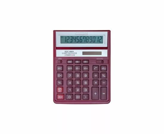 435191 - Калькулятор CITIZEN бух. SDC-888XRD,12 разр, бордовый (2)