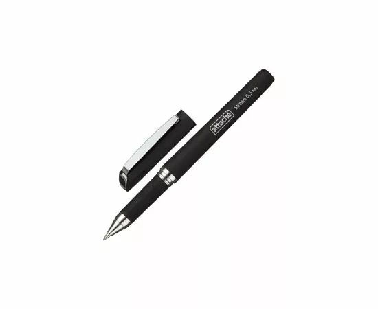 431714 - Ручка гелевая Attache черный, 0,5мм нубук. корпус, метал. клип 258073 (2)