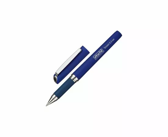 431713 - Ручка гелевая Attache синий, 0,5мм нубук. корпус, метал. клип 258072 (3)