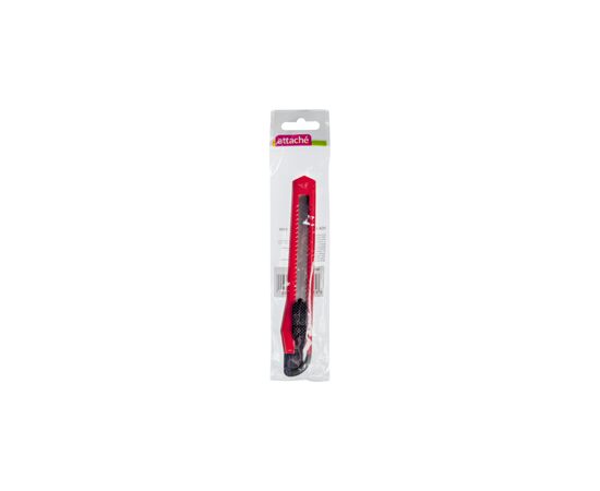 570887 - Нож канцелярский  9мм Attache с фиксатором, полибег, цв.красный 416328 (9)