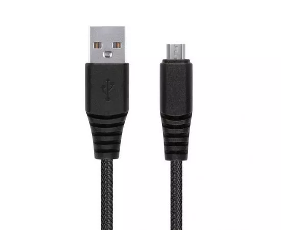 695470 - Дата-кабель Smartbuy USB - micro USB, карбон, экстрапрочный, длина 2.0 м, до 2А, черный (iK-20n-2) (1)