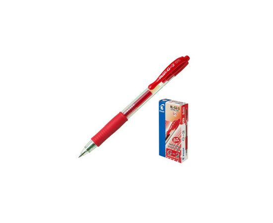631827 - Ручка гелевая PILOT BL-G2-5 авт.резин.манжет.красная 0,3мм Япония (4)