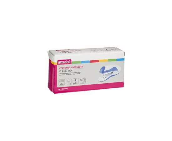 605196 - Степлер Attache Master до 20 листов, белый/синий, №24/6, 26/6 612594 (4)