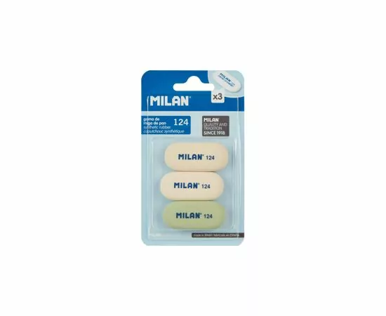701249 - Ластик каучук Milan 124, 3 штуки в блистере (BMM9203) арт.  973165 (4)