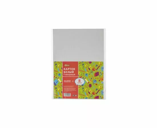 701416 - Картон белый №1 School 8л,А4 мелованный Отличник 897817 (2)