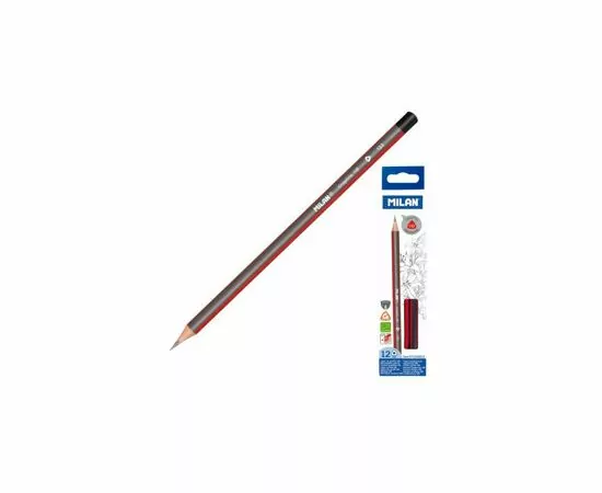701244 - Карандаш чернографитный Milan HB, б/ласт., полос.корпус, 71230312 арт.  966890 (2)