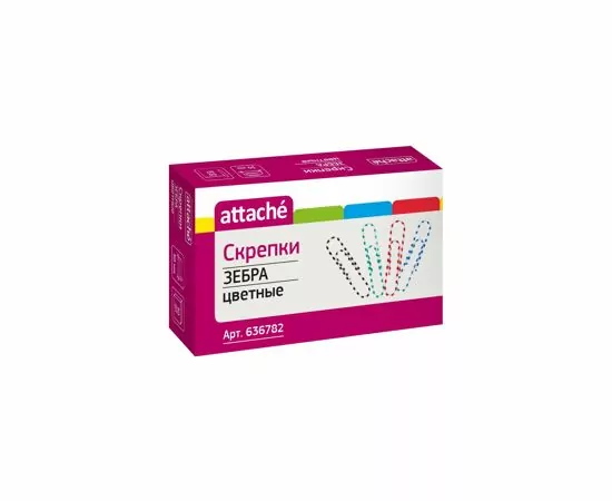 702418 - Скрепки Зебра Attache, полимер, 50 мм., 50 шт.в карт/уп. 636782 (4)