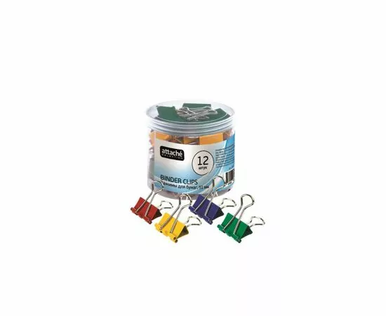 702397 - Зажим для бумаг Attache Selection, 51мм, 12 шт, цветные, пласт.уп 723430 (3)
