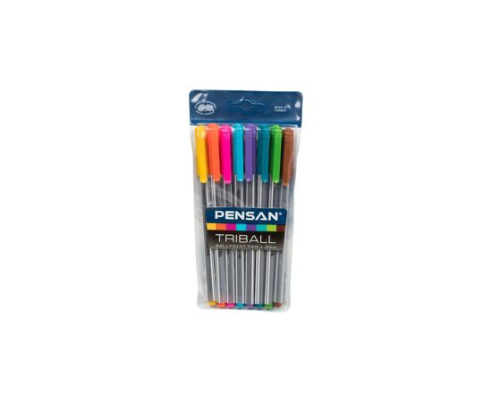754314 - Ручка шариковая PENSAN TRIBALL набор 8 цв. 1,0мм 1003/PVC8 735663 (7)