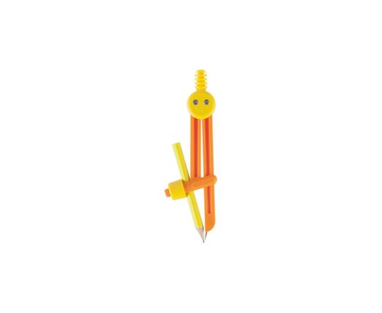 755979 - Циркуль №1 School пластиковый, длина 135мм, с карандашом, оранжевый,блистер 1036153 (2)