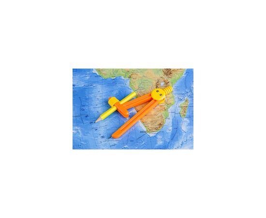 755979 - Циркуль №1 School пластиковый, длина 135мм, с карандашом, оранжевый,блистер 1036153 (5)
