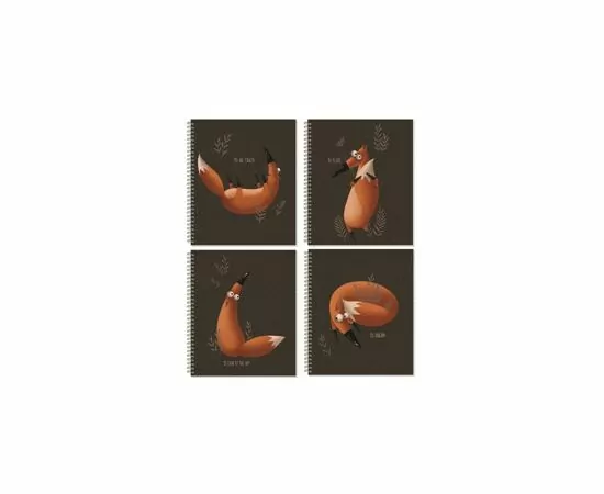 755362 - Тетрадь общая А5,60л,кл,греб,мелов.картон+выбор.УФлак Лисоньки,4диз 2801-60 840656 (3)