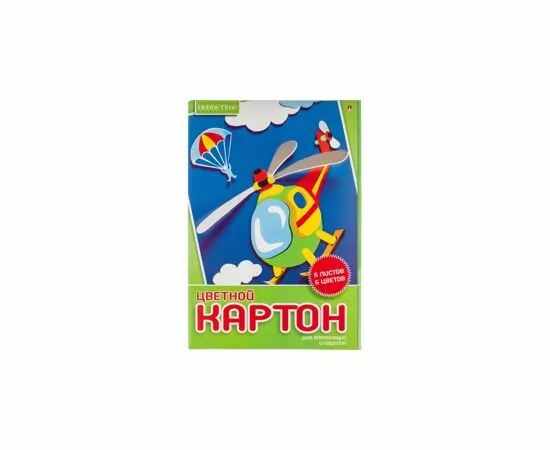754701 - Картон цветной 5л.5цв,А4 мелованный в папке ХОББИ ТАЙМ 2 ВИДА 11-405-240 992510 (2)