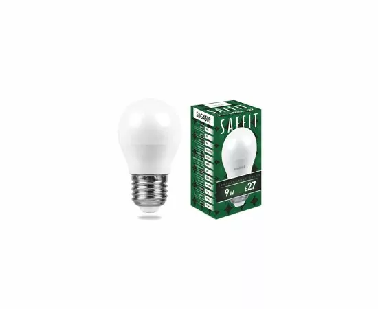 678024 - Saffit лампа шар G45 E27 9W(810lm) 6400K 6K матовая, пластик 80x45 SBG4509 55126 (2)