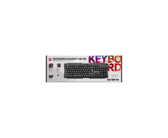 772955 - Клавиатура беспроводня Element HB-195 RU,черный,мультимедиа, Defender, 45195 (3)