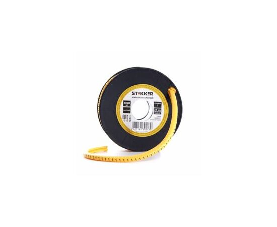 767546 - STEKKER Маркер кабельный 1 для провода сеч.4мм , желтый (500шт в упак) CBMR40-1 39111 (2)