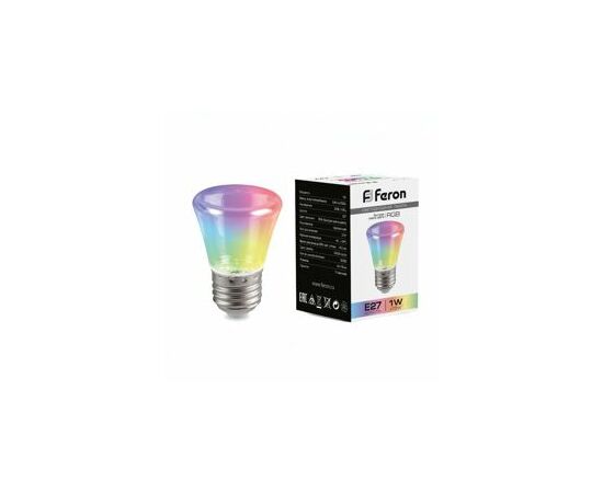 780585 - Feron Лампа колокольчик C45 E27 1W RGB прозр плавн смена цвет 70x45д/гирлянды Белт Лайт LB-372 38134 (2)