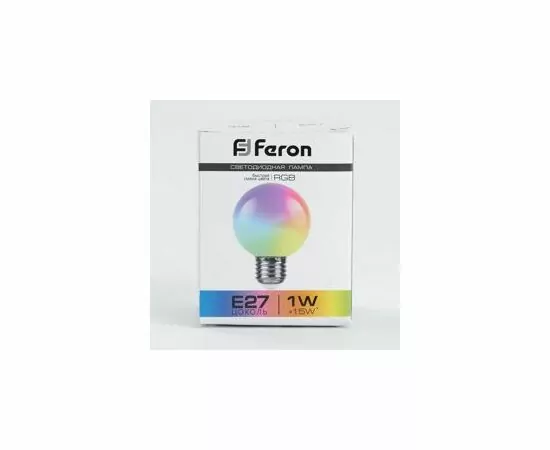 780573 - Feron Лампа св/д шар G45 E27 1W RGB матов. быстр. смена цвета 70x45 д/гирлянды Белт Лайт LB-37 38126 (8)