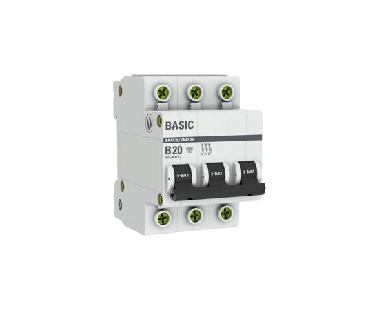 676356 - EKF Basic автоматический выключатель 3P 20А (B) 4,5кА ВА 47-29 mcb4729-3-20-B (2)