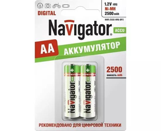 183379 - Аккумулятор Navigator /R6 2500mAh Ni-MH BL2 94464 (1)