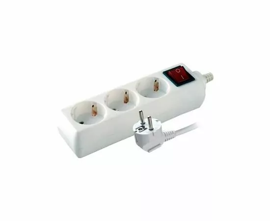 228130 - Volsten сет. удл. ПВС 3х1 3 роз.  3 м 10А земля, шторки, выкл. S 3х3-ZDV (1)