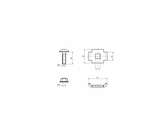 729308 - EKF Винтовой соединительный комплект двойной 6x20 (Винт М6+гайка) (50 шт) vckd6х20 (3)