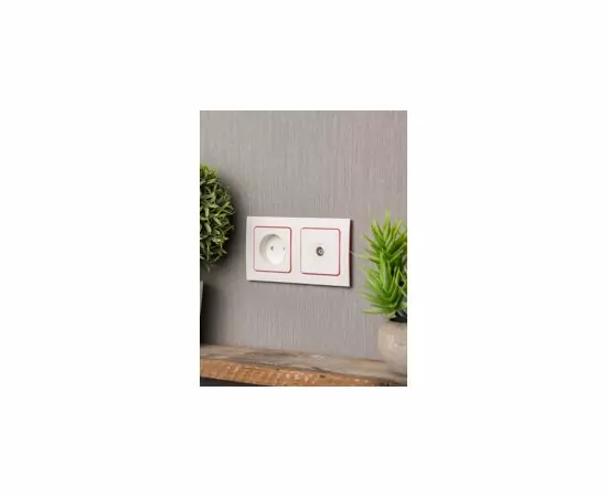 769027 - EKF Стокгольм рамка 2 мест. белая с линией цвета красный (PC) EXM-G-305-20 (17)