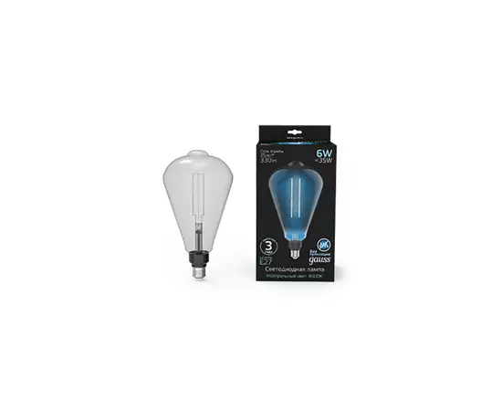 784792 - Gauss Filament ST164 6W(330lm) 4000K 4K E27 gray straight филамент (нитевидная) 157802205 (2)