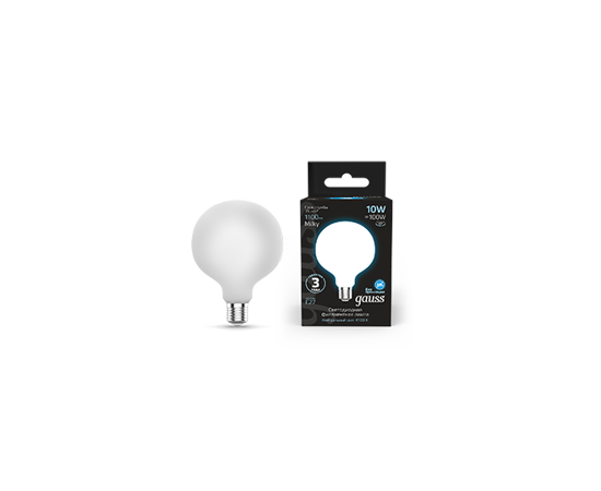 784810 - Gauss Filament G125 10W(1100lm) 4100K 4K E27 milky матов. филамент (нитевидная) 187202210 (2)