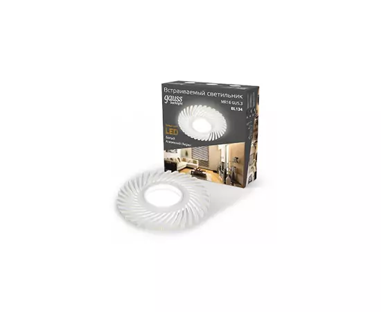 599729 - Gauss BL134 св-к встр. Gu5.3, 3W 3000K 4K круг/узор белый d190 (2)