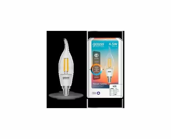 784715 - Gauss Filament Свеча на ветру СF35 E14 димм. 4.5W(470lm) 2K-4K-6K прозр. филам(нит) Wi-Fi Smart Home (2)