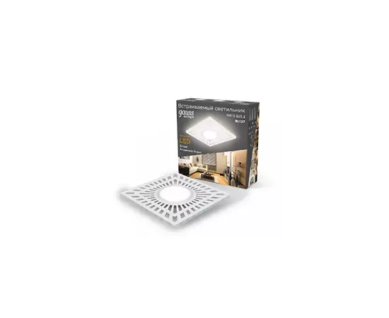 599723 - Gauss BL127 св-к встр. Gu5.3, 3W 3000K 4K квадрат белый 190x190 (2)